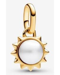PANDORA - Me Treated Freshwater Cultured Pearl Sun Mini Dangle Charm - Lyst