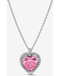 PANDORA - Halo Heart Collier Necklace - Lyst