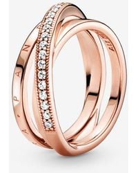 PANDORA - Crossover Pavé Triple Band Ring - Lyst