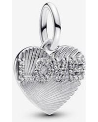 PANDORA - Engravable Love Heart Dangle Charm - Lyst