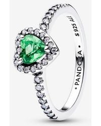 PANDORA - Elevated Mint Heart Ring - Lyst