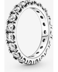 PANDORA - Rectangular Bars Sparkling Pavé Ring - Lyst