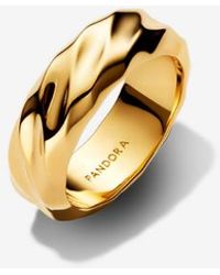 PANDORA - Rippled Wide Band Ring - Lyst
