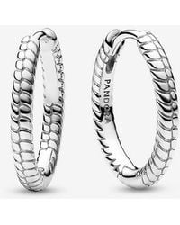 PANDORA - Moments Small Charm Hoop Earrings - Lyst