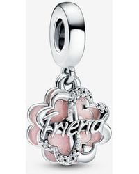PANDORA - Leaf Clover Friendship Double Dangle Charm - Sterling Silver Bracelet Charm Compatible Moments - Gift For Her - No - Lyst