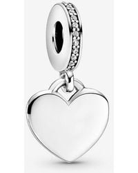 PANDORA - Engravable Heart Tag Dangle Charm - Lyst