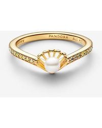PANDORA - Disney Princess Ariel Shell Treated Freshwater Cultured Pearl Ring - Lyst