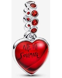 PANDORA - Murano Glass Heart Double Dangle Charm - Lyst