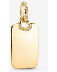 PANDORA - Moments Engravable Rectangle 14k Gold-plated Pendant, - Lyst