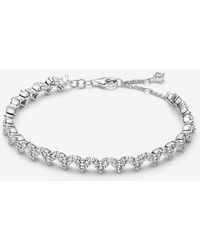 PANDORA - Triple Stone Heart Bracelet - Lyst