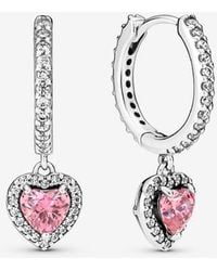 PANDORA - Sparkling Halo Heart Hoop Earrings - Lyst