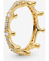 PANDORA Clear Sparkling Crown Ring - Metallic