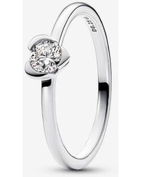 PANDORA - Talisman Sterling Lab-Grown Diamond Heart Ring - Lyst