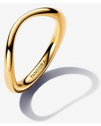PANDORA - Essence 14k Gold-plated Organically Shaped Stacking Ring Gift Set - Lyst