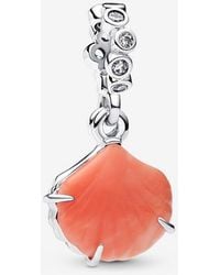 PANDORA - Coral-Coloured Shell Double Dangle Charm - Lyst