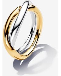 PANDORA - Two-tone Entwined Bands Ring - Lyst