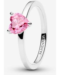 PANDORA - Sparkling Heart Solitaire Ring - Lyst