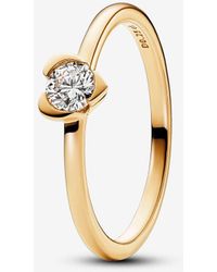 PANDORA - Talisman 14k Gold Lab-grown Diamond Heart Ring - Lyst