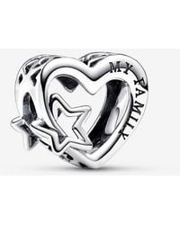 PANDORA - Heart Pattern Clip Charm - Lyst