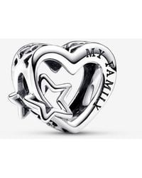 PANDORA - Heart Pattern Clip Charm - Lyst