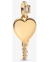 PANDORA - Engravable Heart Key Pendant - Lyst