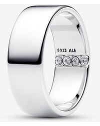 PANDORA - Engravable Wide Band Ring - Lyst