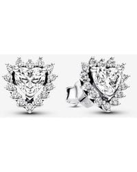 PANDORA - Sparkling Heart Halo Stud Earrings - Lyst