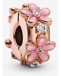 PANDORA - Moments 14k Rose Gold-plated Pink Daisy Flower Stud Earrings - Lyst