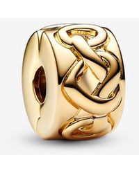 PANDORA - Knotted Hearts Clip Charm - Lyst