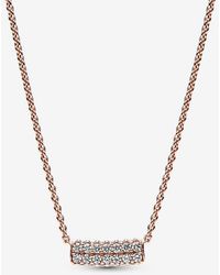 PANDORA - Timeless Pavé Double-Row Bar Collier Necklace - Lyst