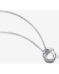 PANDORA - Organically Shaped Pavé Circle & Treated Freshwater Cultured Pearl Collier Necklace - Lyst