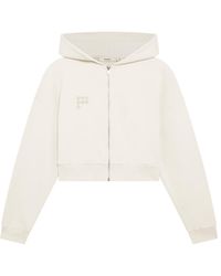 PANGAIA - Cropped Zip Up Hoodie—Bone - Lyst