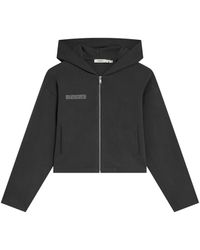 PANGAIA - Double Jersey Cropped Zip Up Hoodie—Smoked - Lyst
