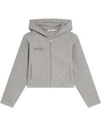 PANGAIA - Double Jersey Cropped Zip Up Hoodie— Marl - Lyst