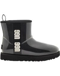 UGG Classic Clear Mini Faux-shearling Rain Boots - Black