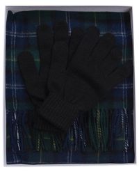 Barbour Tartan Scarf And Glove Gift Set - Blue