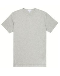 Sunspel Classic Crew Neck Marl T-shirt - Gray