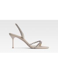 Paris Texas - Crepe Satin Sandal With Embroidered Studs - Lyst