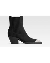 Paris Texas - Suede Western Ankle Boot With Metal Toe Cap - Lyst
