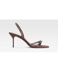 Paris Texas - Crepe Satin Slingback Sandal With Embroidered Studs - Lyst