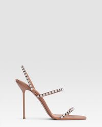 Paris Texas - Crepe Satin Slingback Sandal With Embroidered Studs - Lyst