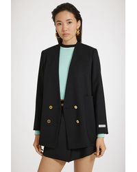 Patou - Collarless Double-Breasted Wool Jacket - Lyst