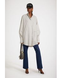 Patou - Highvolume Mini Shirt Dress In Organic Cotton Blend Silver Gray - Lyst