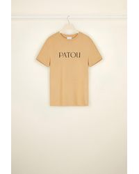 Patou Logo T-shirt In Organic Cotton, Text-print Pattern in White 