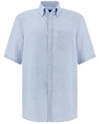 Paul & Shark - Soffio Linen Shirt With Short Sleeves - Lyst
