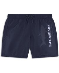 Paul & Shark - Swim Shorts With Reflective Logo Print - Lyst