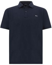 Paul & Shark - Double Piqué Cotton Polo Shirt With Shark Embroidery - Lyst