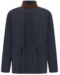 Paul & Shark - Wool Field Jacket With Suede Details - Lyst