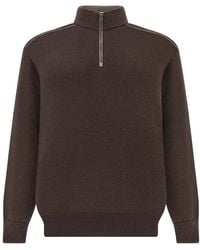 Paul & Shark - Wool Half-Zip Sweater With Typhoon Platinum Details - Lyst