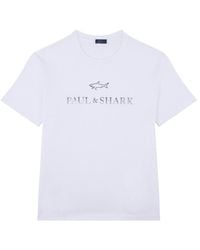 Paul & Shark - T-Shirt Aus Leichtem Baumwolljersey Mit Print, Mann, Bright - Lyst